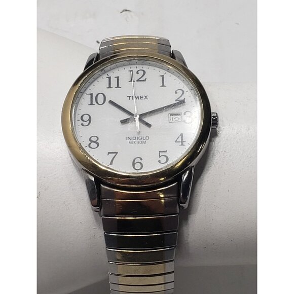 Timex Easy Reader Day Date Indiglo Watch Stainless Steel Expansion Band WR 30M - Picture 2 of 6